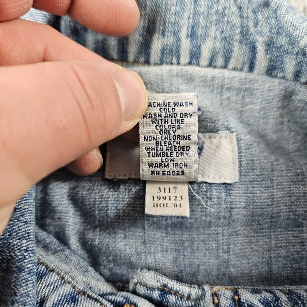 Vintage Old Navy Denim Jacket Mens Medium  Blue Trucker Grunge Distressed Y2K